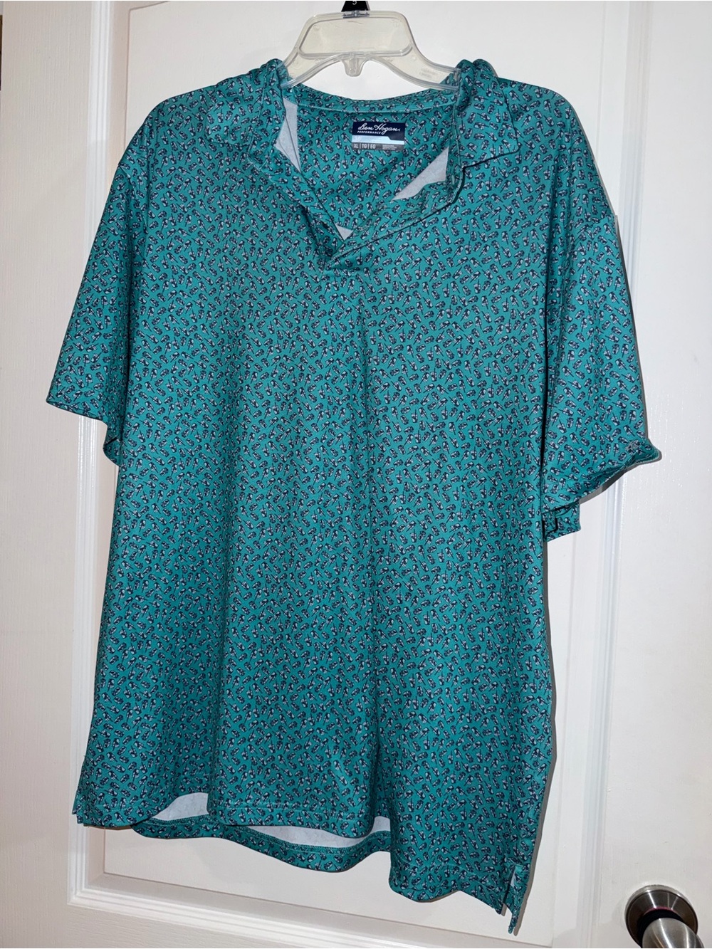 Ben Hogan Men’s Teal Micro-Print Short Sleeve Polo